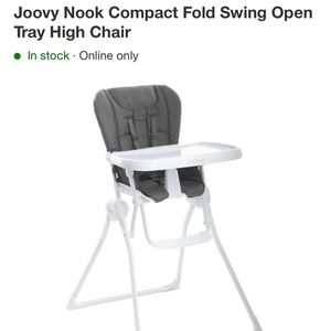 Joovy compact high chair in white and grey